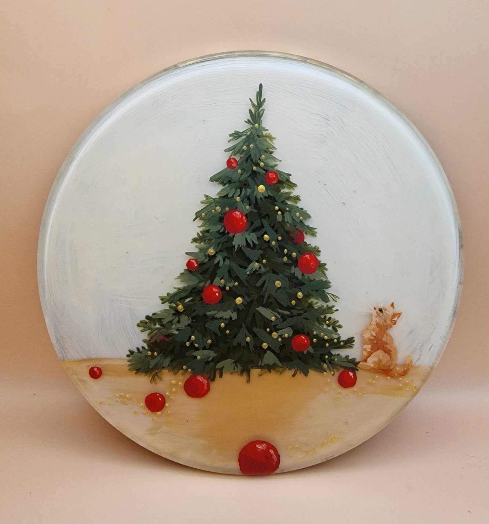 Noël dessous de plat - chat et sapin